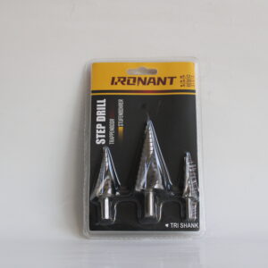 Ironant set trappenboren 4-12, 4-20 en 4-32mm met tredes van 2mm, zilverkleurig en spiraalgroeve